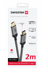 Swissten Kabel Hdmi 2.0, 60Hz, 18Gb/S, 4K, Do 21:9, 2M, Pozlaćeni Konek, Crni