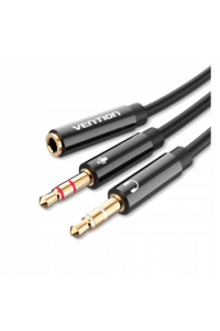 Adapter Audio 3.5 mm ženski na 2*3.5mm muški spliter Vention 0.3 mm BBTBY Crni