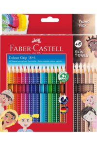 Boje drvene 18boja Grip 2001+6boja drvenih Grip Skin tons Faber Castell 112819 blister