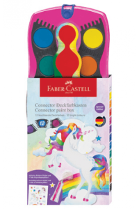 Boja vodena fi 24mm 12boja+glitter Connector Unicorn Faber Castell 125002 roza kutija