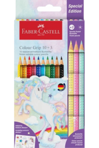Boje drvene  10boja Grip 2001+3boje drvene Sparkle pastel Faber Castell 201542 blister ~ 1/5
