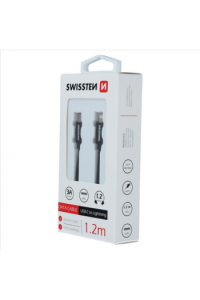 Swissten Kabel Usb-C/Lightning, Platneni, 1.2M, Crni