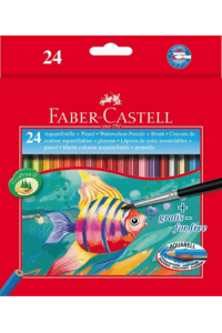 Boje drvene-vodene  24boje+kist Aquarell Faber Castell 114425 blister ~ 1/6