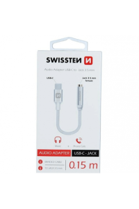 Swissten Kabel Audio, Stereo, Usb-C Na Audio 3.5Mm Ženski, 15Cm, Bijeli