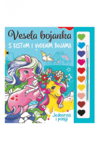 Vesela bojanka - Jednorozi i poniji s kistom i vodenim bojama