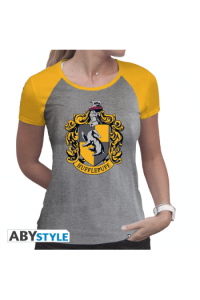 Harry Potter - Tshirt "Hufflepuff" Woman Ss Grey & Yellow - Premium M