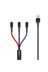 XO - Univerzalni 3u1 USB kabel 3.0A (1.2m) NB54- multicolor