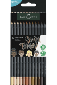 Boje drvene 12boja trokutaste Black edition Skin tones Faber Castell 116414 blister