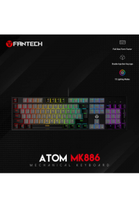 Tipkovnica gaming žična mehanička Fantech Atom 104 Red SW. MK886V2 siva