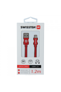 Swissten Kabel Usb/Usb-C, Platneni, 3A, 1.2M, Crveni