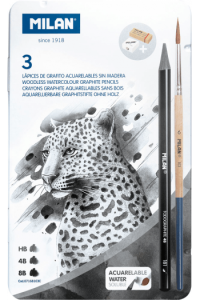 Set crtaći  MILAN Todographite met.kut: ol.graf.HB 4B 8B+kist+gum+šilljiloP12/48