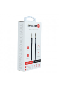 Swissten Kabel Audio Aux, Stereo, Platneni, 3.5Mm-3.5Mm, 1.5M, Crni