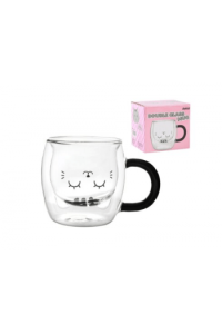 Šalica iTotal prozirna Cat siva XL2956