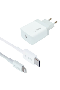 Kućni punjač + Class za Apple iphone USB-C PD 20W brzi + tip C na lightning bijeli