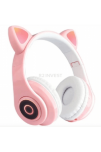 BT Naglavne slušalice s LED svjetlećim ušima (pink) - B39