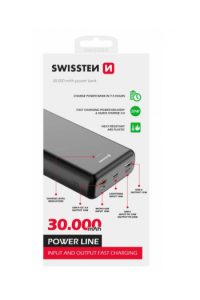 Dodatna Baterija - Power Bank Swissten 30000Mah, 20W, Pd, Qc, Svi Utori, Crna