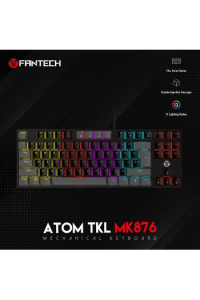 Tipkovnica gaming žična mehanička Fantech Atom TKL Red SW. MK876 Crna