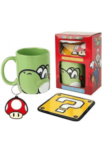 Pyramid Super Mario (Yoshi) Mug Coaster Keychain Gift Set