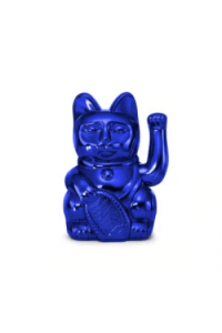 Lucky Cat Cosmic Earth, Shiny Blue, Waving cat, 8,5x10,5x15 cm, plastic, no batt.incl