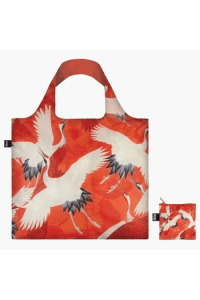 Loqi Wh.Cr-Womans Haori White and Red Cranes Bag