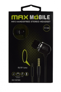MAXMOBILE SLUŠALICE HANDSFREE KV-1373 crna, 3,5 mm