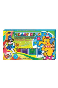 Boje za staklo 1/6 Amos GD22PW6 6x22ml,sa 2folije,6 šablona i 2 sapnice