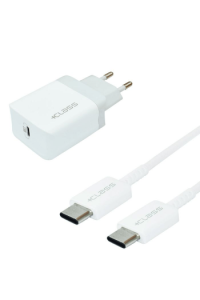 Kućni punjač + Class USB-C PD 20W brzi + kabel tip C na tip C bijeli