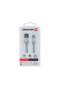 Swissten Kabel Usb/Lightning, Platneni, 3A, 1.2M, Srebrni