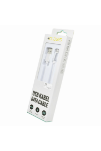 USB kabel + Class iphone 6/7/8/X/XS/XR/11 pleteni 1 m bijeli
