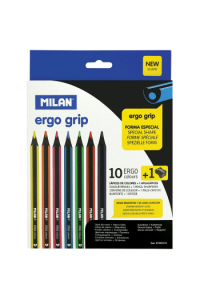 Boje drvene 1 10 duge trokutaste+ šiljilo MILAN ERGO GRIP bls P12 48