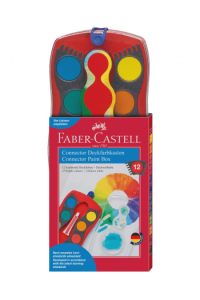 Boja vodena fi 24mm 12boja+bijela tempera Connector Faber Castell 125030 crvena kutija ~ 1